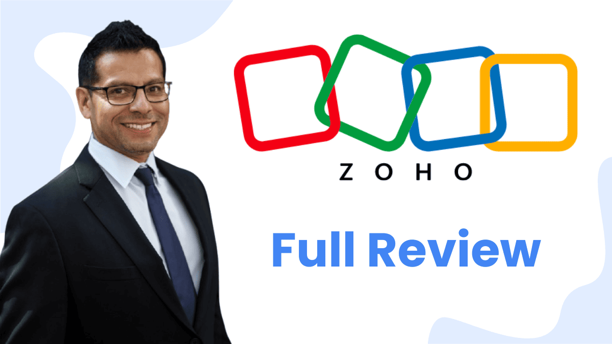 businessman happy with review of zoho